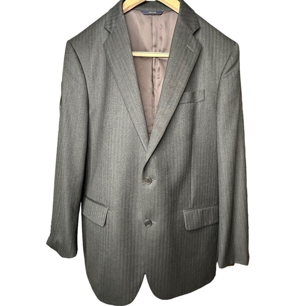 Brooks Brothers 1818 Madison in Dark Grey Pinstripe 42L 36W Wool Suit Jacket